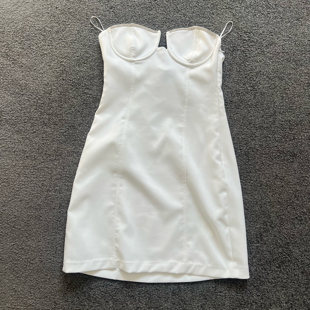 Zara White Strapless Bustier Dress